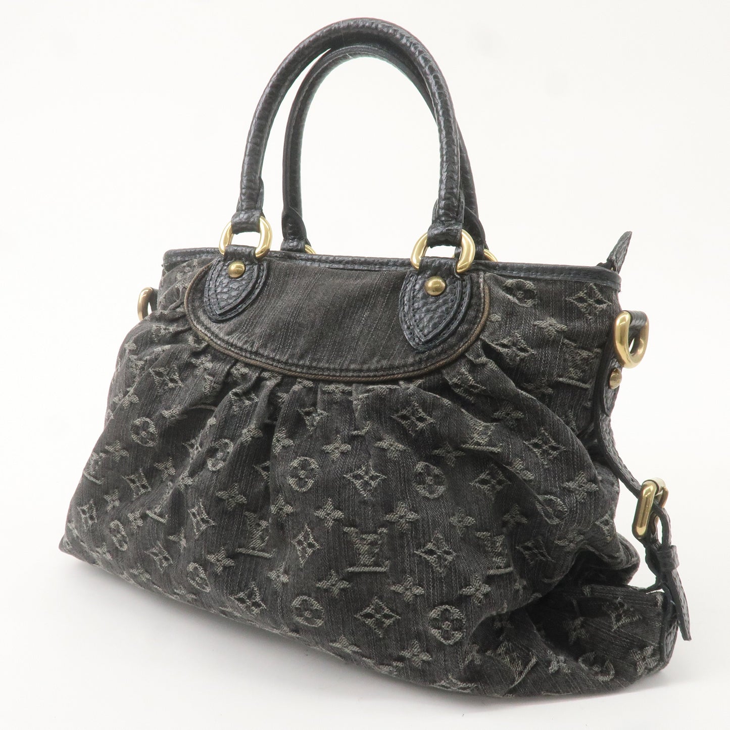 Louis Vuitton Monogram Denim Neo Cabby MM Hand Bag Black M95351