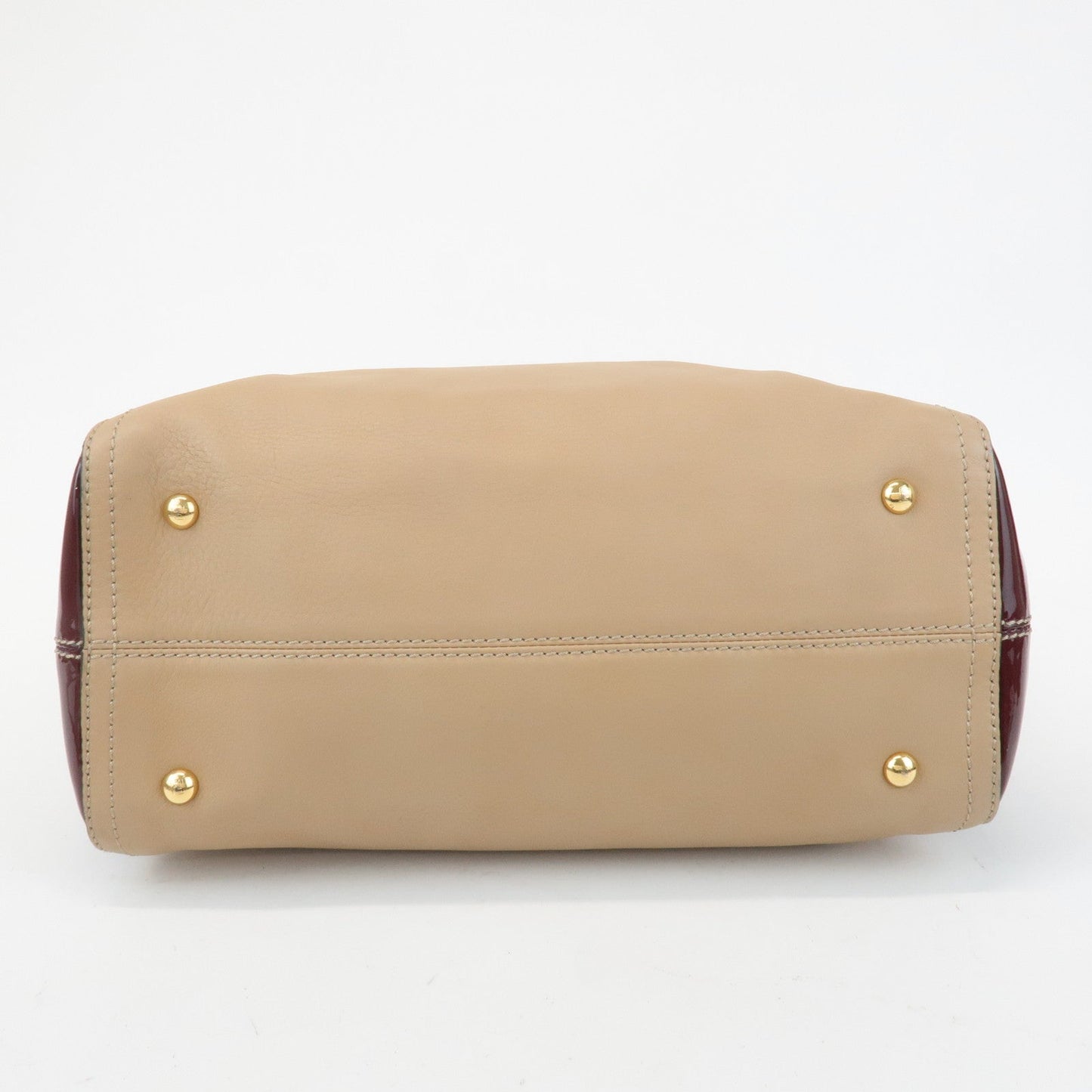 FENDI Chameleon Leather 2WAY Bag Hand Bag Beige Bordeaux 8BL114