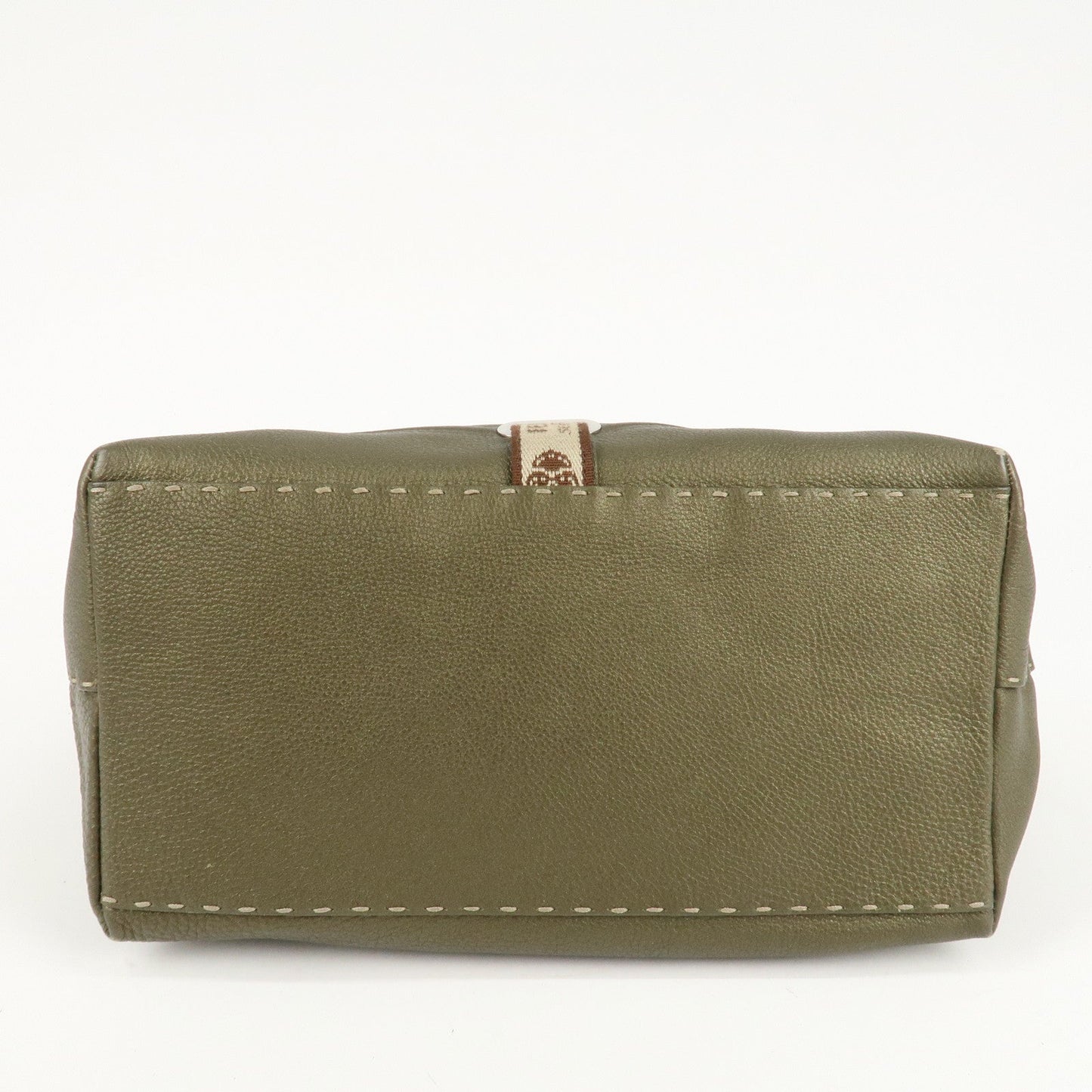 FENDI Selleria Leather Tote Bag Shoulder Bag Khaki 8BN155