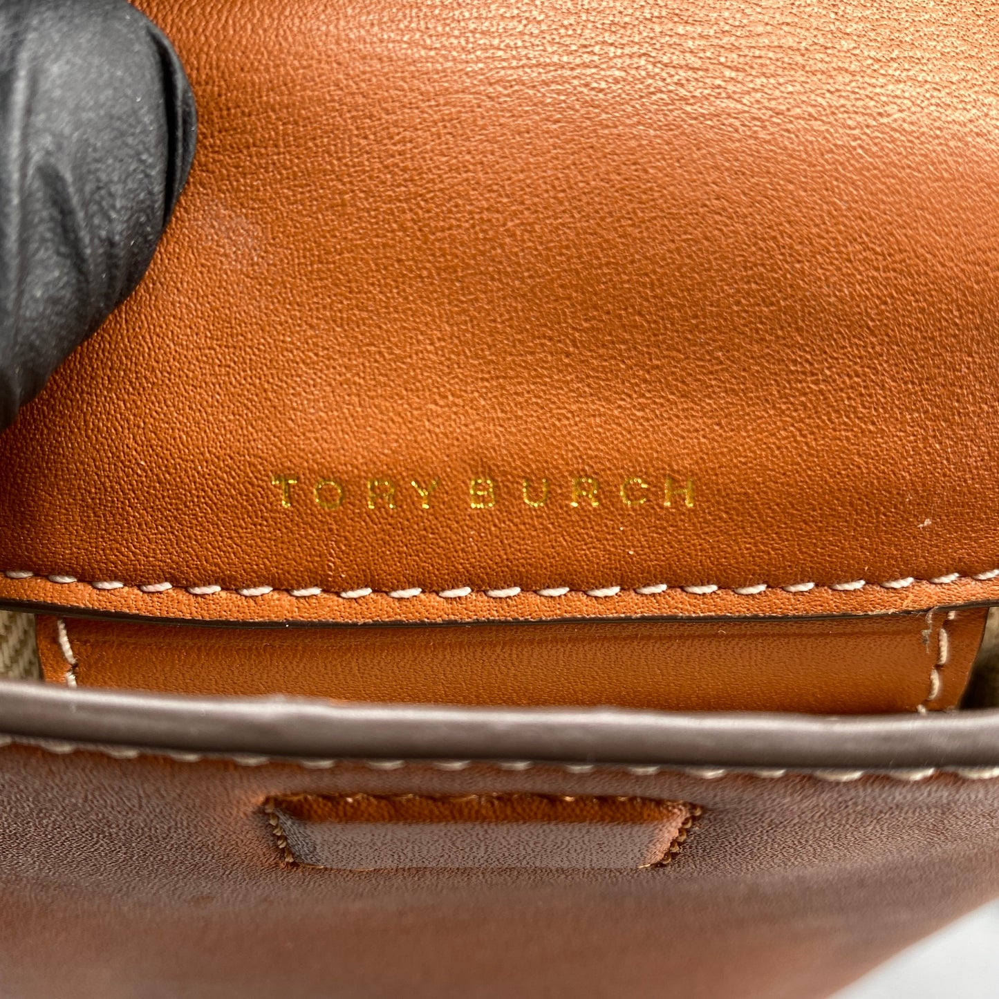 Tory Burch Caramel Smooth Leather Mini Phone Crossbody Bag
