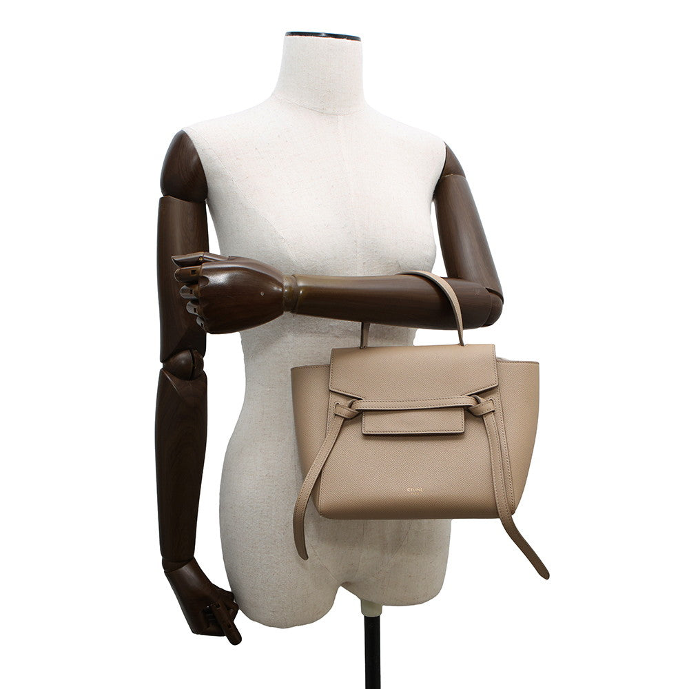 CELINE Belt bag Beigee Leather Size Nano