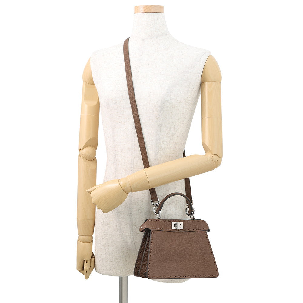 FENDI Peekaboo Selleria I see you Brown8BN335 Leather Size Petit