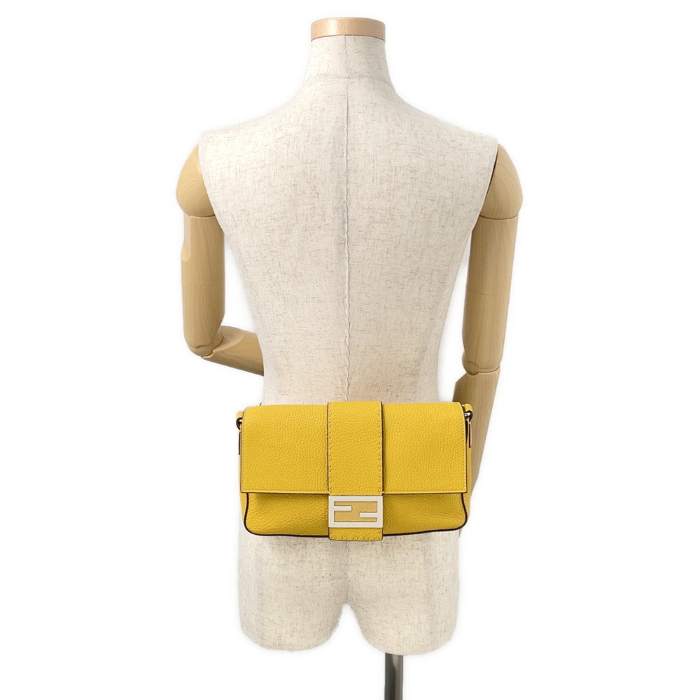 FENDI Selleria Baguette for Men Waist Bag Yellow/Black7VA472 Leather