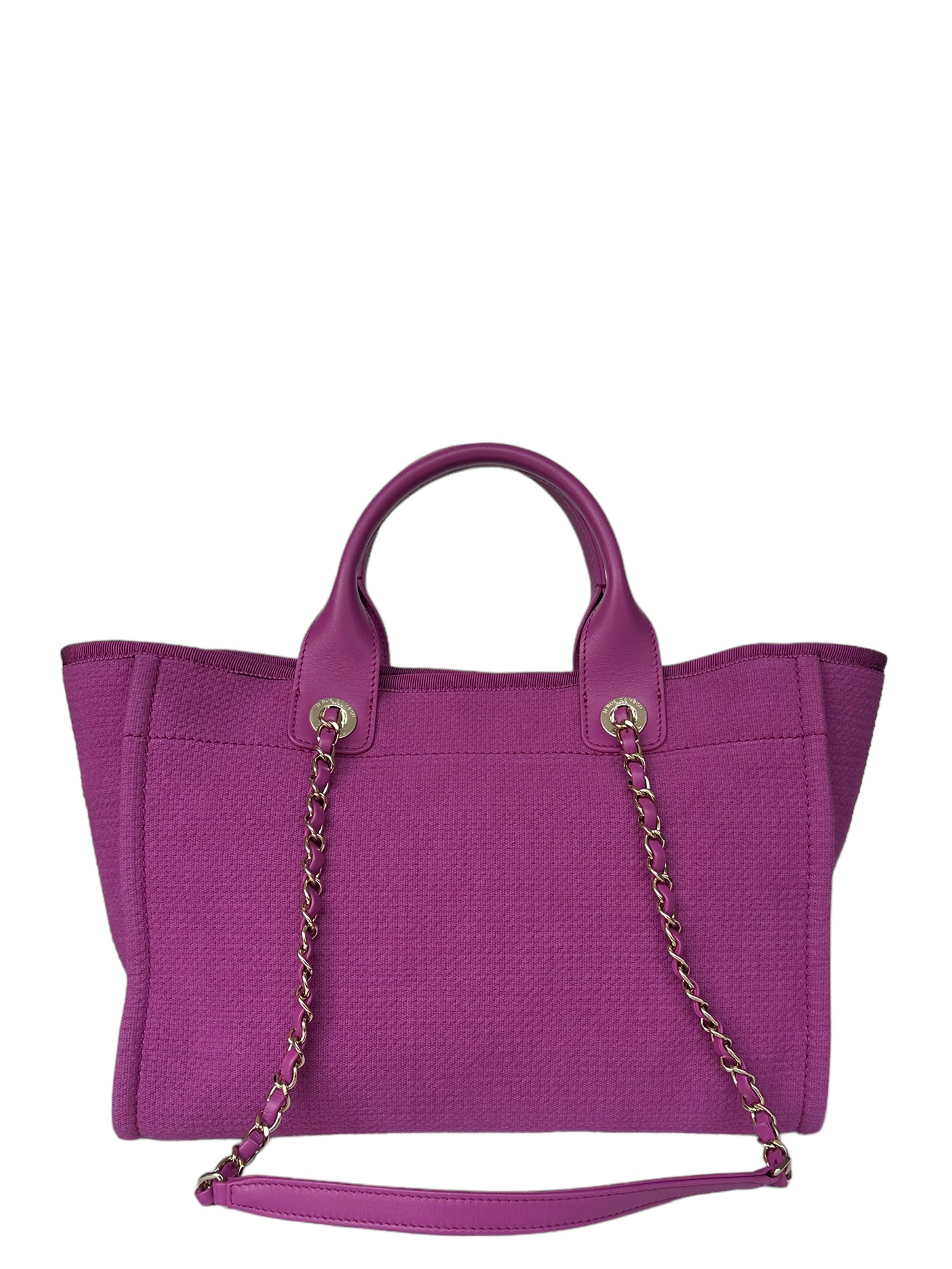 Chanel Mixed Fibers Magenta Small Deauville Tote Bag - Rovelle Bags