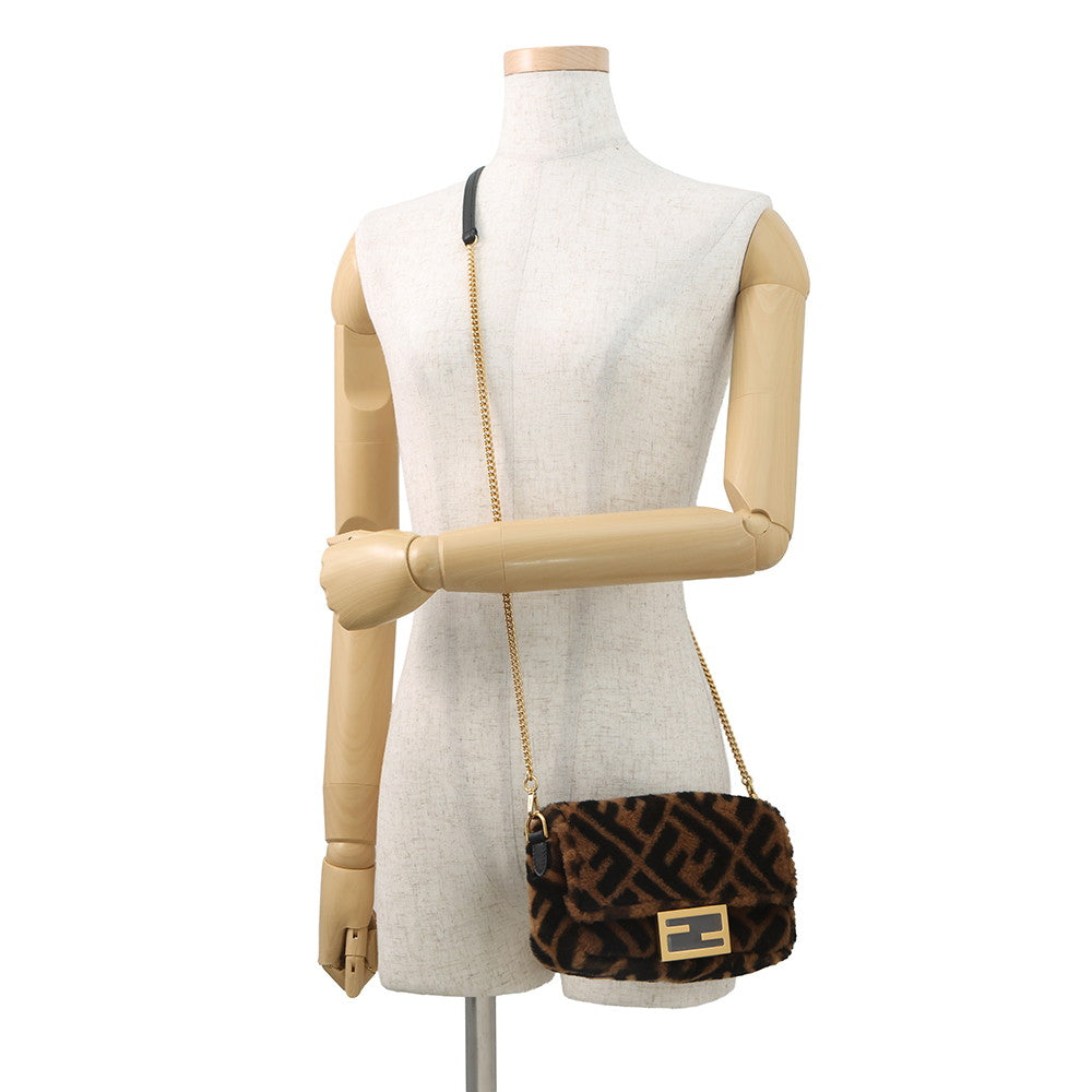 FENDI Mini Bucket Brown/Black8BS017 Mouton Leather