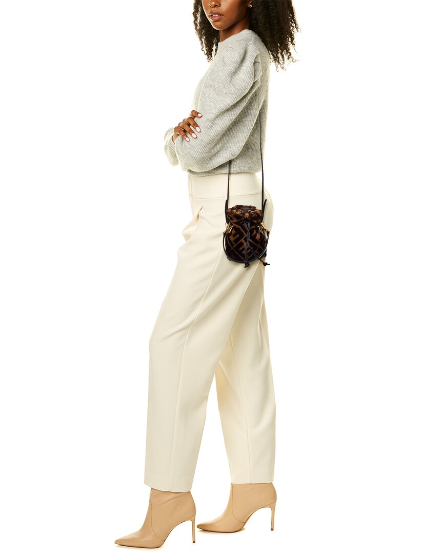Fendi Mon Tresor Mini Shearling & Leather Bucket Bag