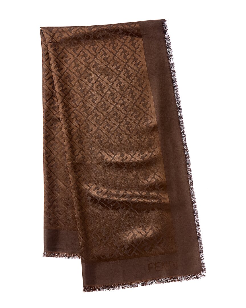 Fendi Ff Motif Wool & Silk-Blend Scarf