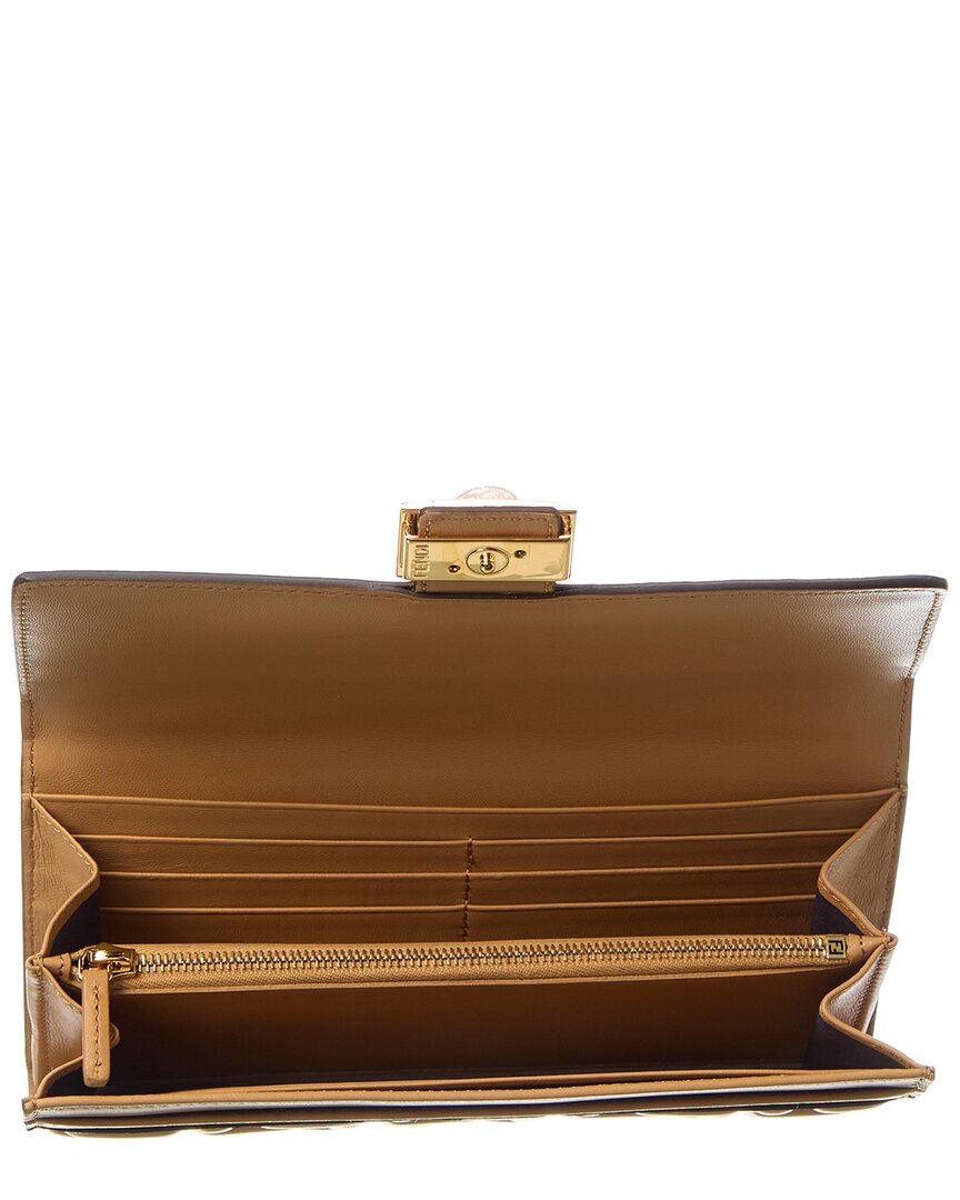 Fendi Ff Embossed Leather Continental Wallet