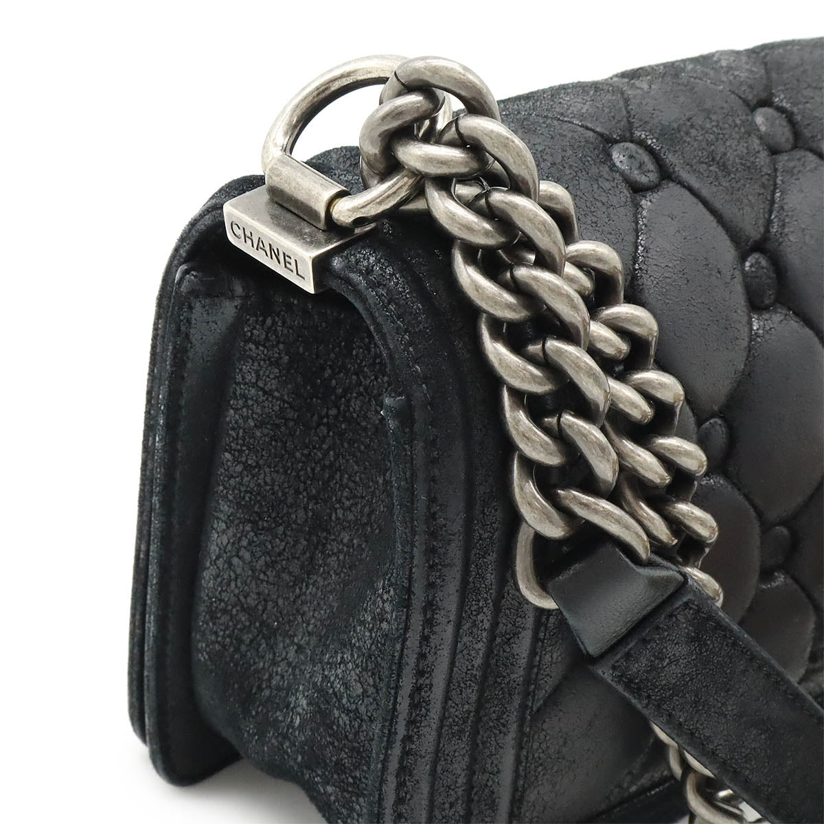 Chanel Suede Leather Boy Chanel Chain Shoulder Bag