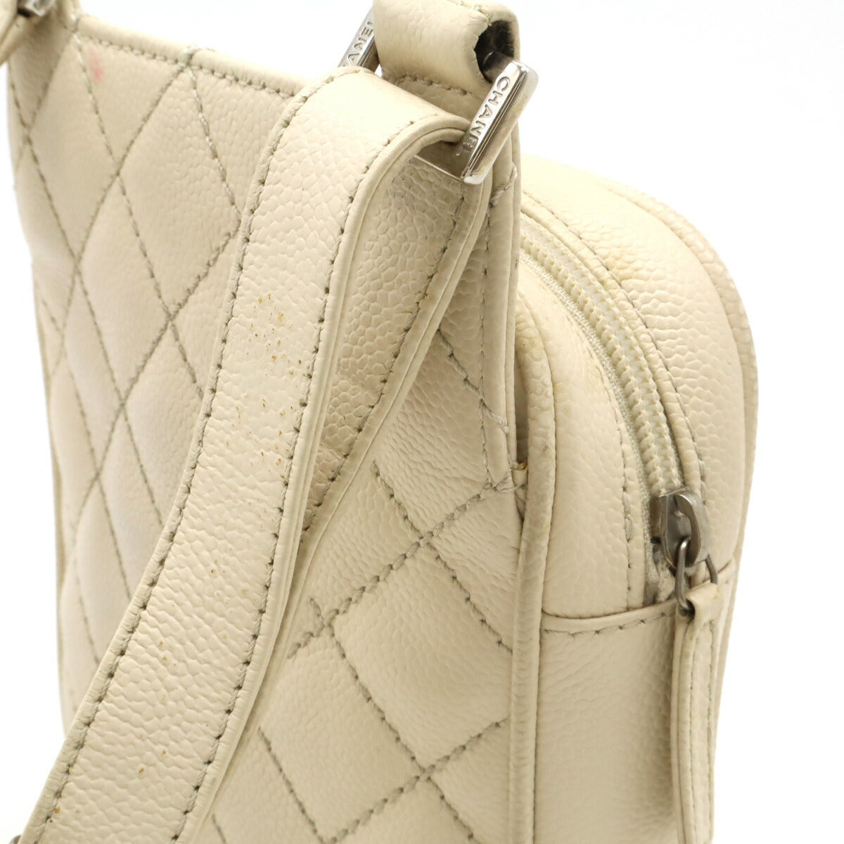 Chanel Caviar Skin Matelassé Coco Shoulder Bag Mini Bag Light Beige Silver Hardware