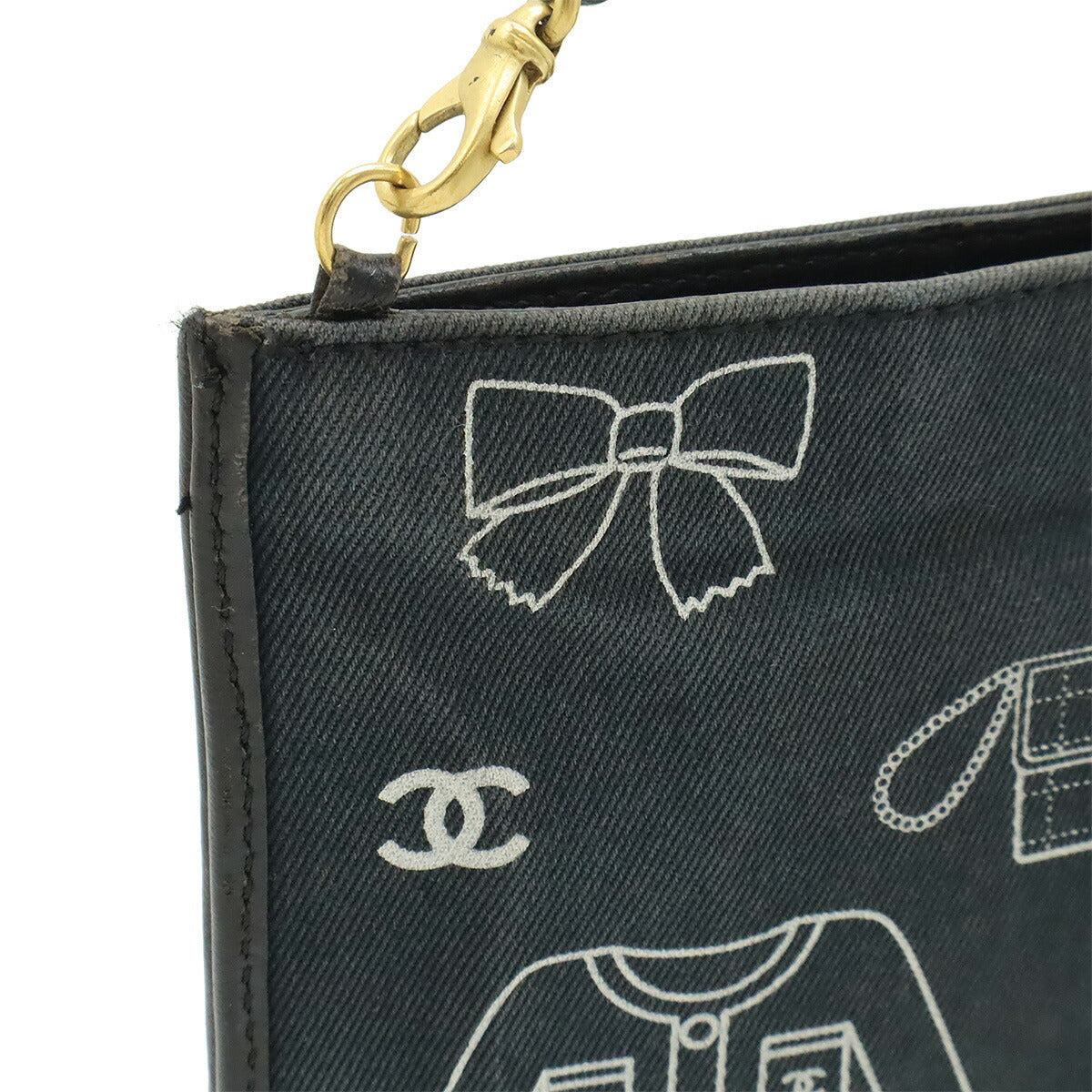 Chanel Icon Print Canvas Leather Shoulder Bag