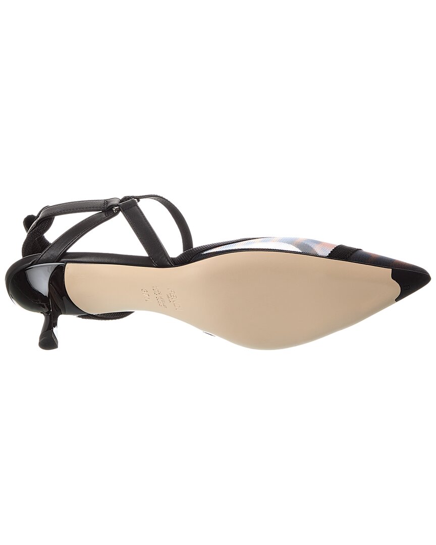 Fendi Colibri Lite Ff Mesh & Leather Slingback Pump