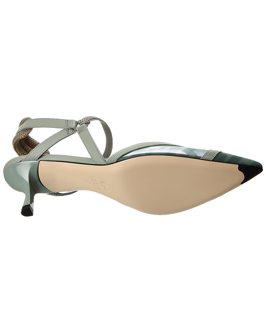 Fendi Colibri Lite Ff Mesh & Leather Slingback Pump