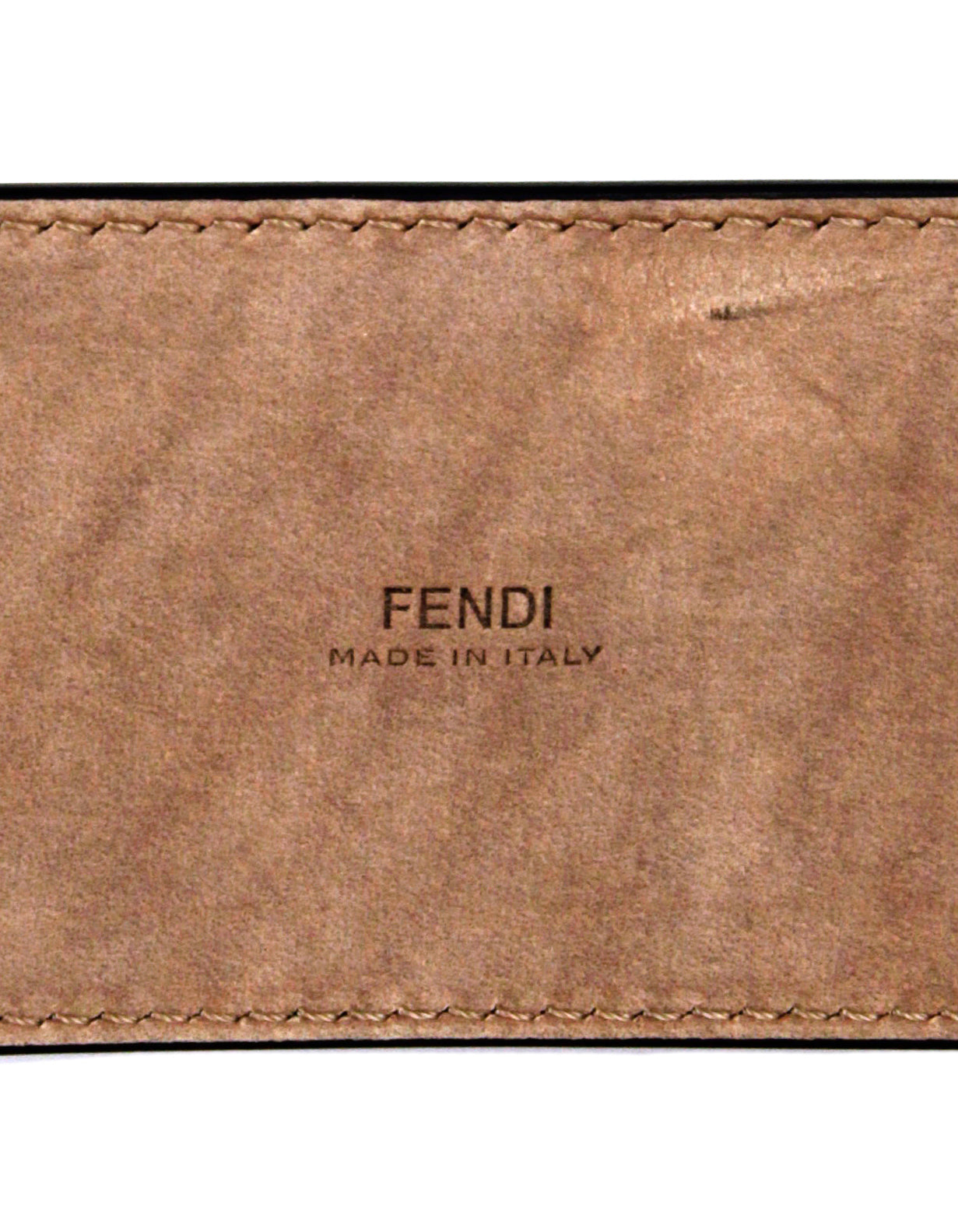 Fendi NWT Brown Leather Wide Logo Belt sz 85/34"