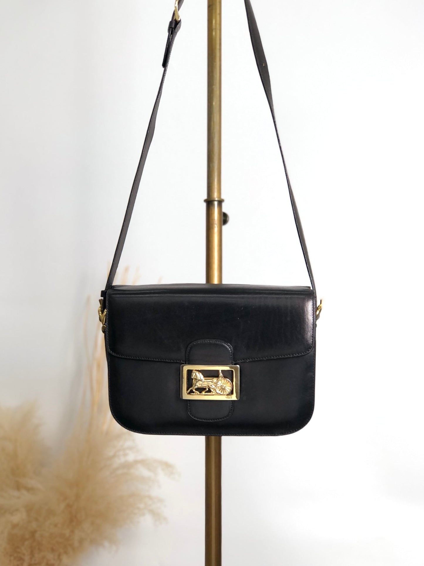 CELINE Horse Carriage Crossbody Shoulder bag Black mimnwz