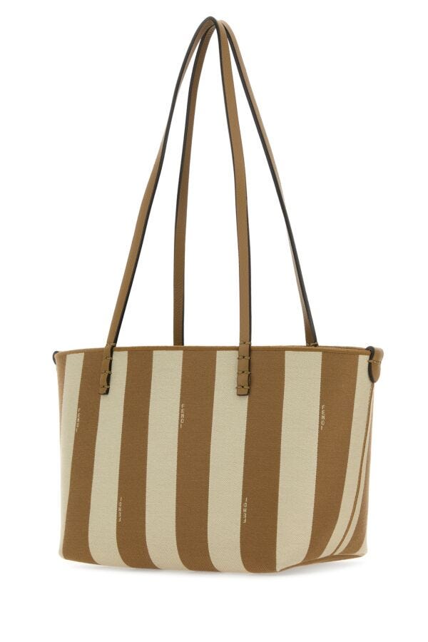 Fendi Woman Embroidered Fabric Small Roll Reversible Shopping Bag