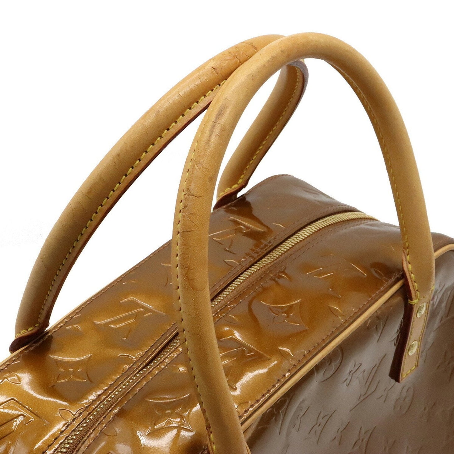 LOUIS VUITTON Monogram Vernis Tompkins Square Handbag Boston Bag Enamel Calf Bronze M91103