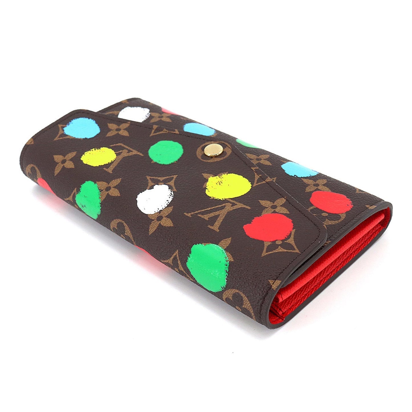 LOUIS VUITTON Monogram Painted Dot LVxYK Portefeuille Sarah NM Long Wallet Brown M81980 RFID