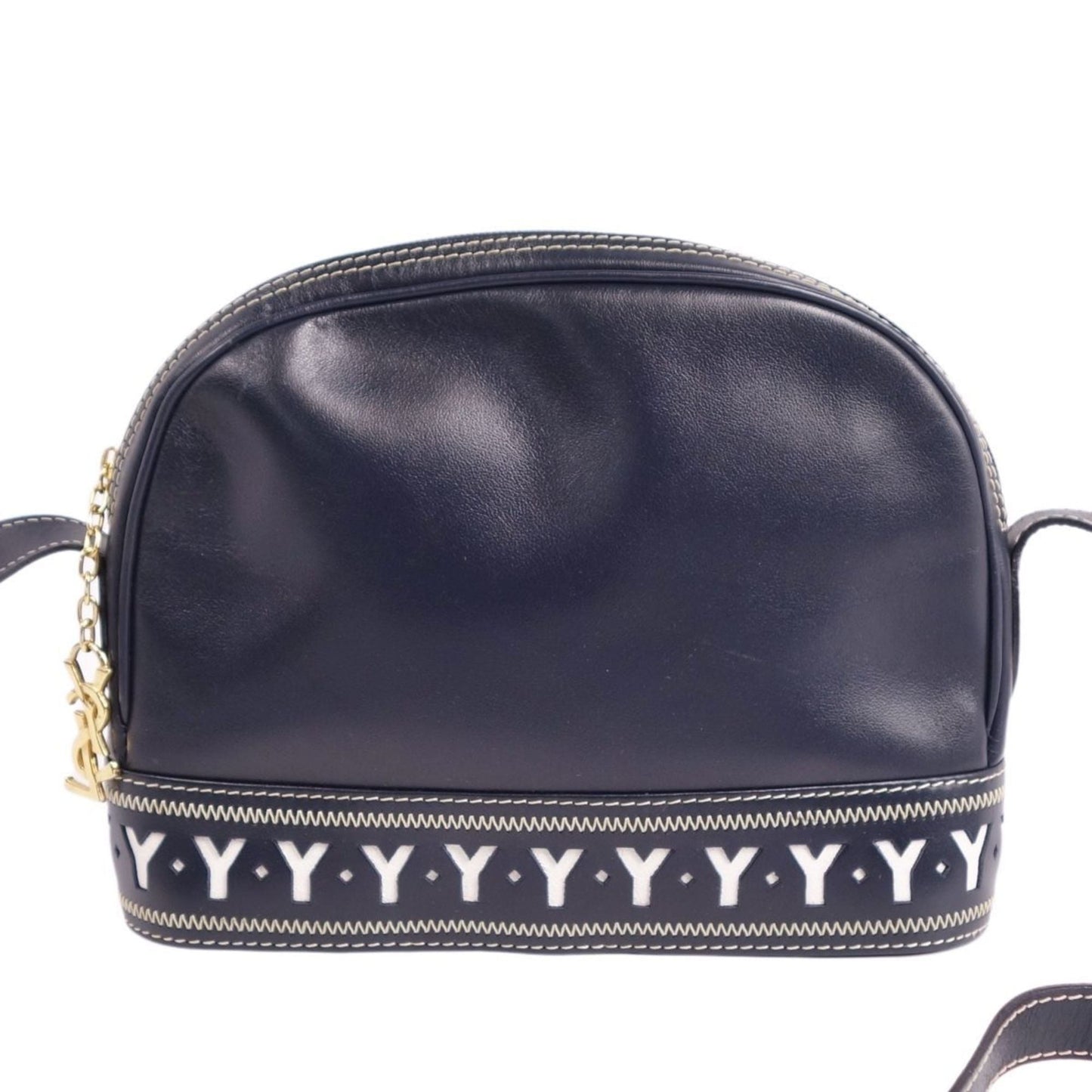 Yves Saint Laurent Charm Shoulder Bag in Navy Leather