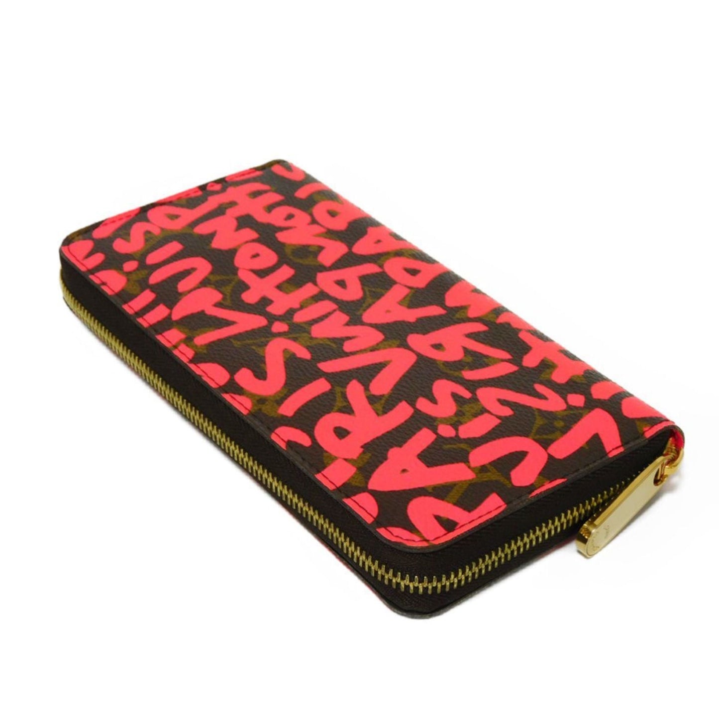LOUIS VUITTON Long Wallet Zippy Maron Fluorescent Pink Old Model Round Zipper Monogram Graffiti Fuchsia M93710 Men's Women's