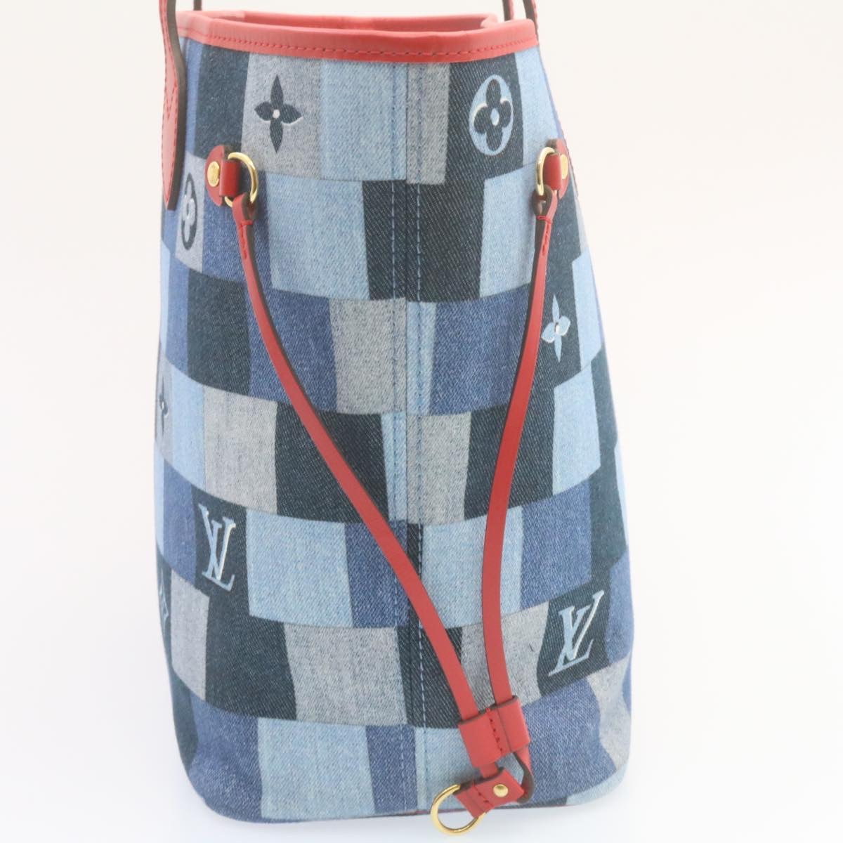 LOUIS VUITTON Monogram Denim Neverfull MM Tote Bag Blue N41605 LV 22325A