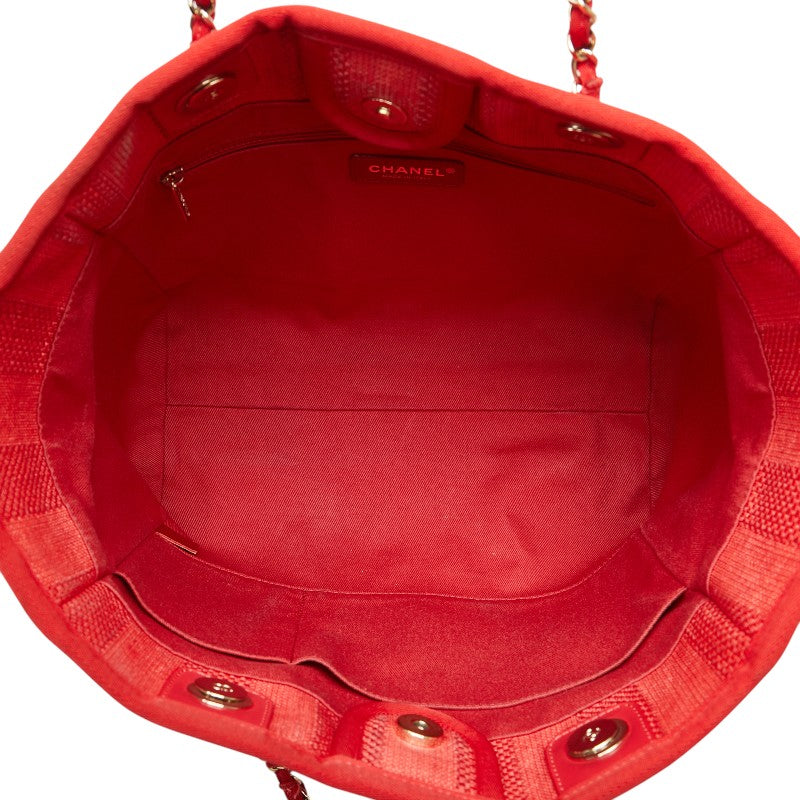 Chanel Deauville Canvas Leather Tote Bag