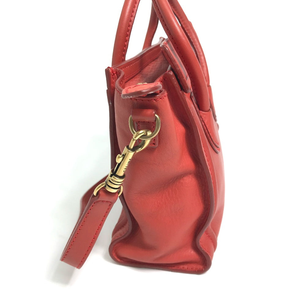 CELINE Handbag leather Red Nano Shopper Luggage Women Secondhand