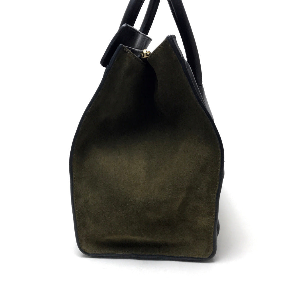 CELINE Tote Bag Suede / leather khaki Luggage mini shopper Women Secondhand