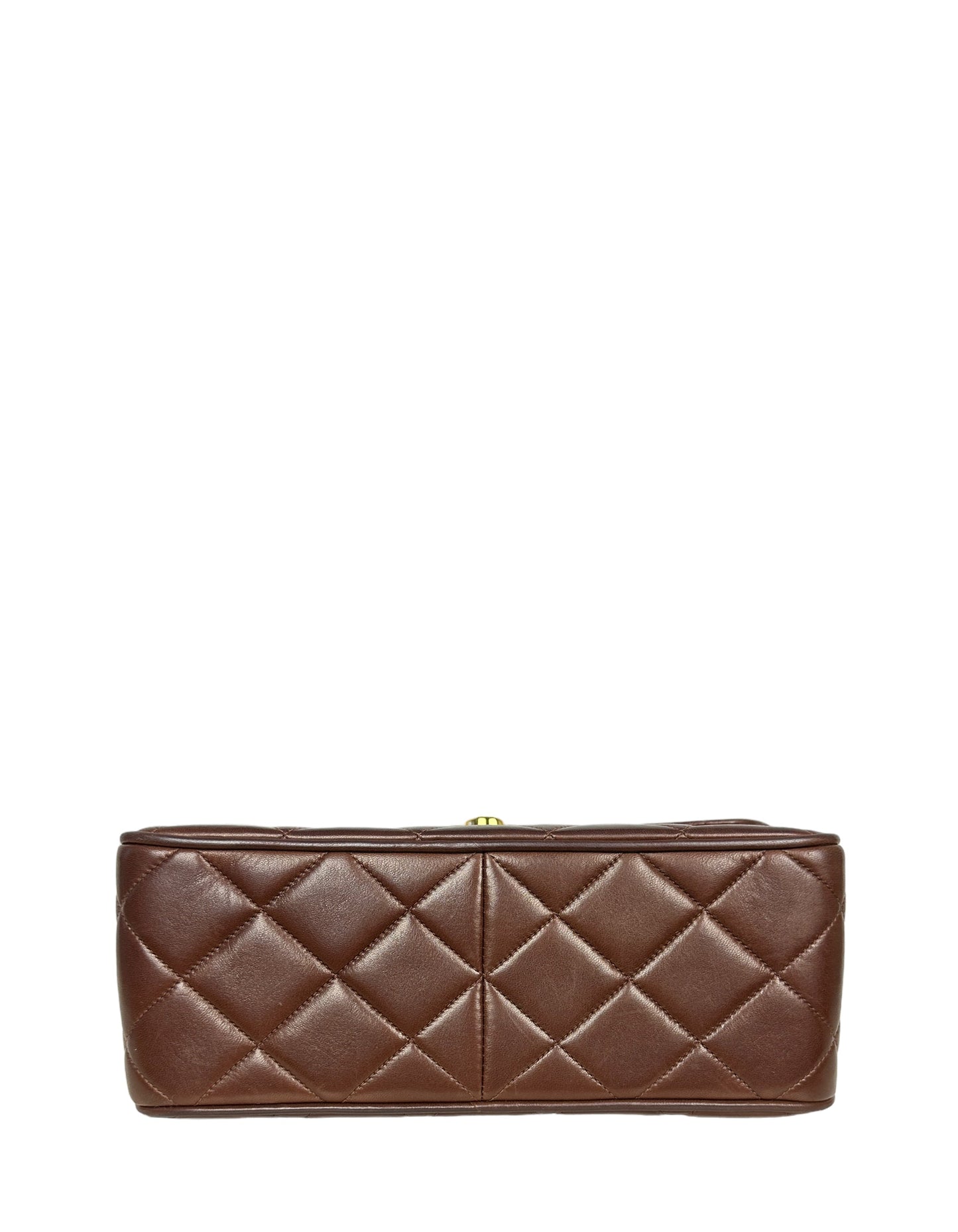 Chanel 1990s Brown Lambskin Leather CC Flap Bag - Rovelle Bags