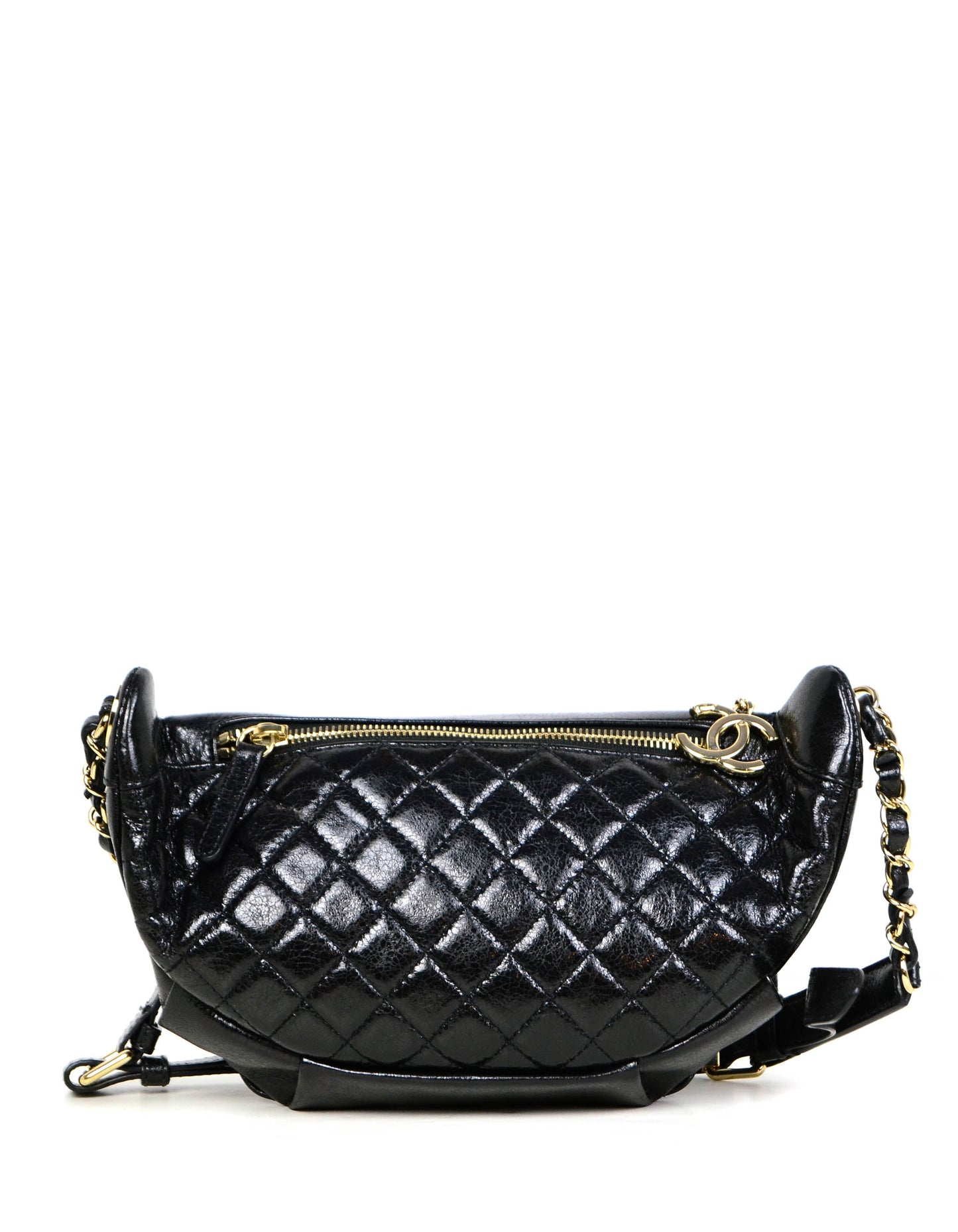 Chanel Black Crumpled Calfskin Bi Quilted Handbag - Rovelle Bags