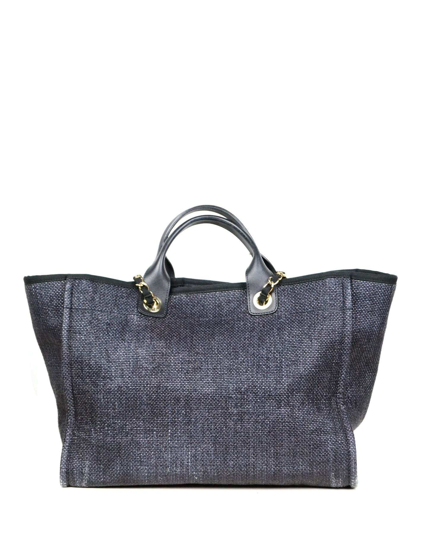 Chanel Black Woven Straw Raffia Medium Tote Bag - Rovelle Bags