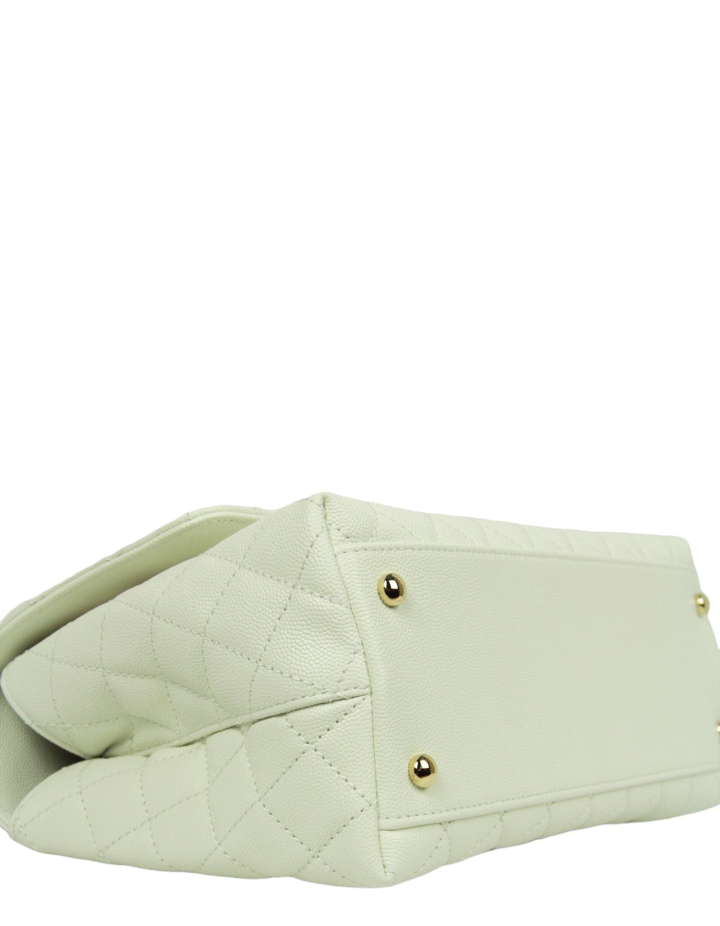 Chanel White Caviar Small Coco Handle Flap Bag - Rovelle Bags