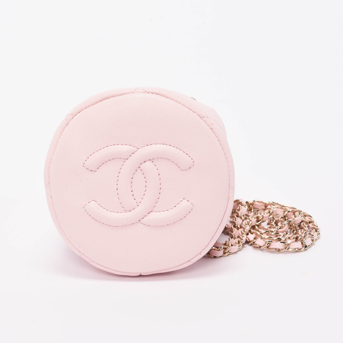 Chanel Light Pink Quilted Calfskin Nano Bucket Bag - Rovelle Bags