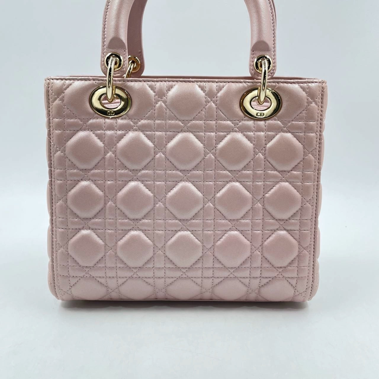 Lady Dior Medium Handbag Pearlescent Pink Cannage Leather Gold Hardware, 2016