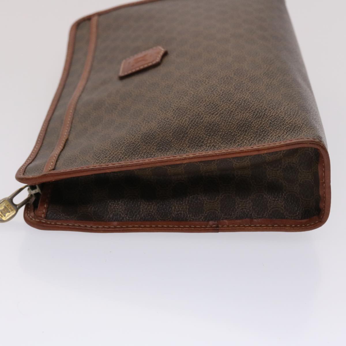 Luxury CELINE Macadam Canvas Clutch Bag PVC Leather Brown 48331