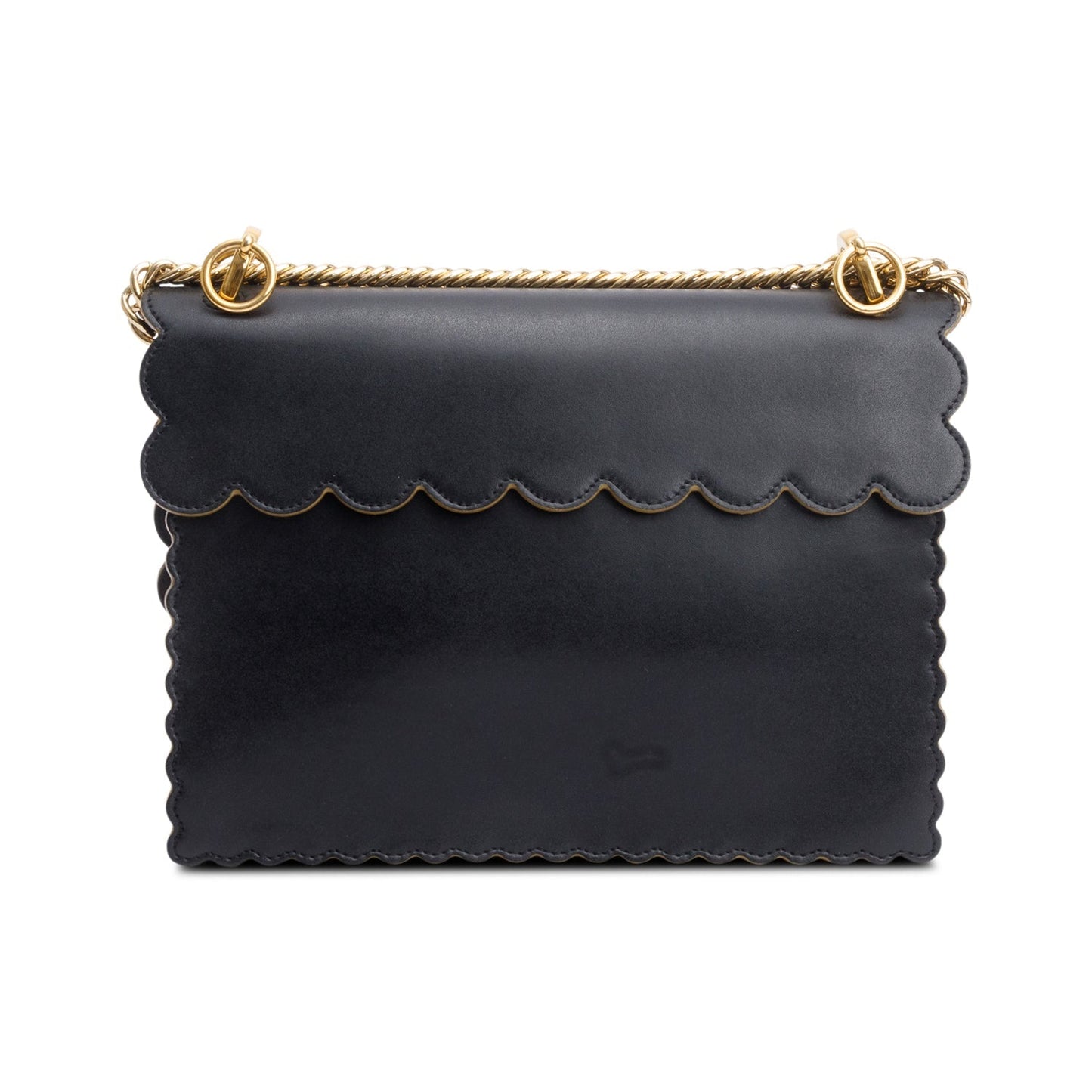 Fendi Black Calfskin Leather Medium Kan I Scallop Shoulder Bag