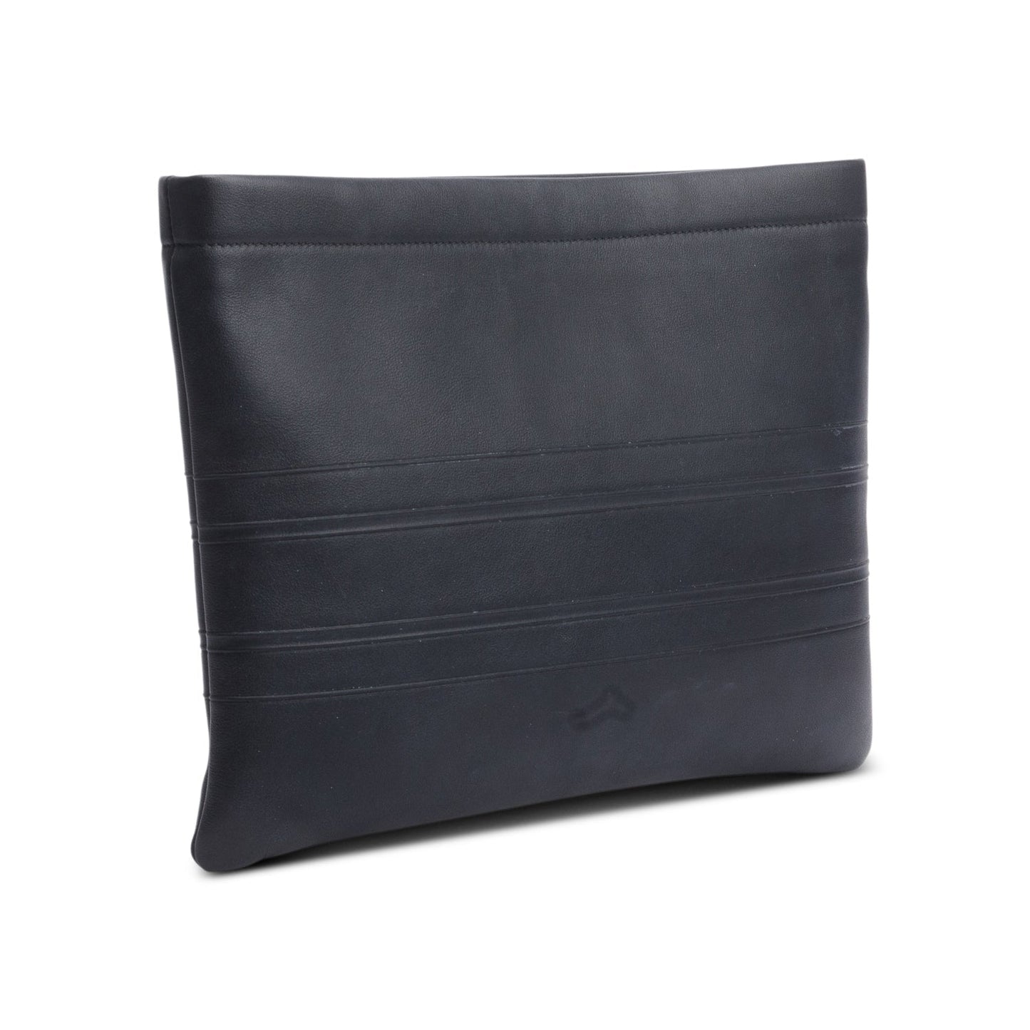 Christian Dior Black calfskin Leather Logo Strip Zip Pouch