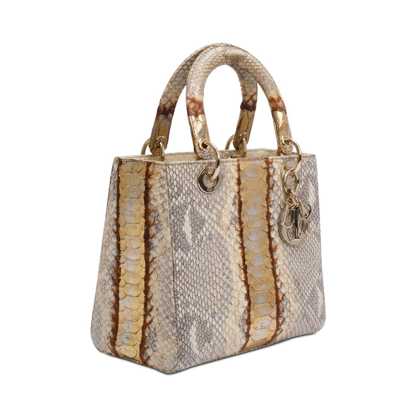 Christian Dior Gold Royal Python Medium Lady Dior Bag