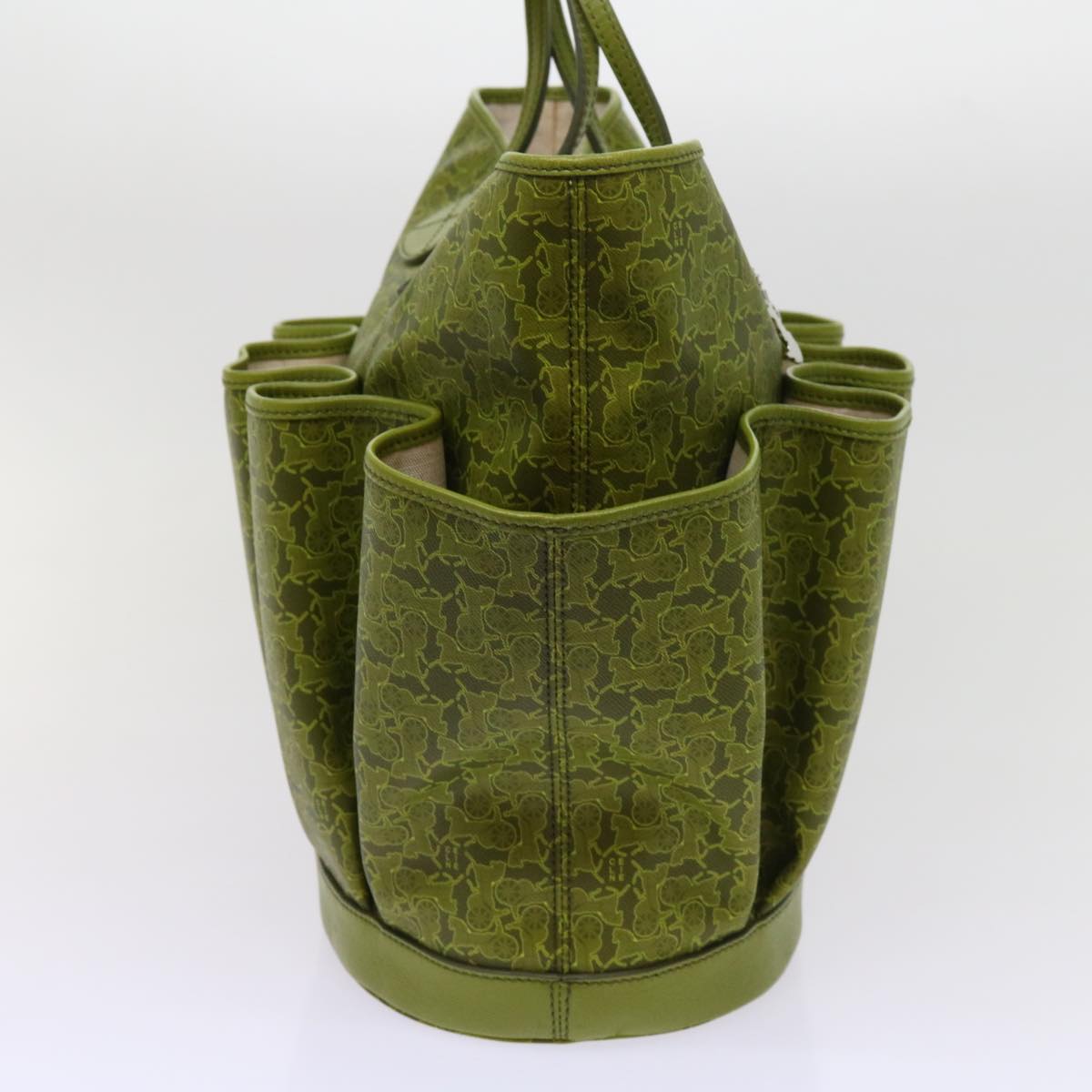 Luxury CELINE Horse Carriage Macadam Canvas Tote Bag Green 64256