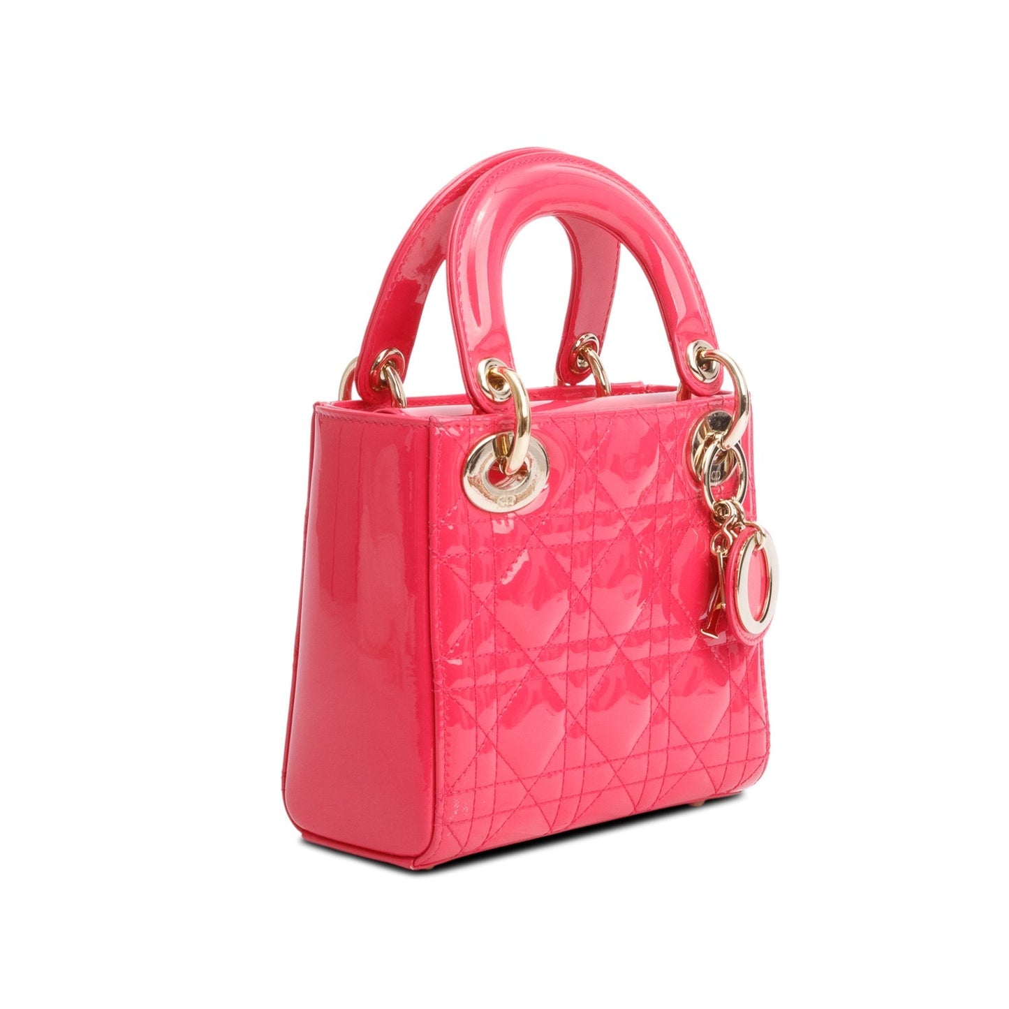 Christian Dior Pink Cannage Patent Leather Mini Lady Dior Bag