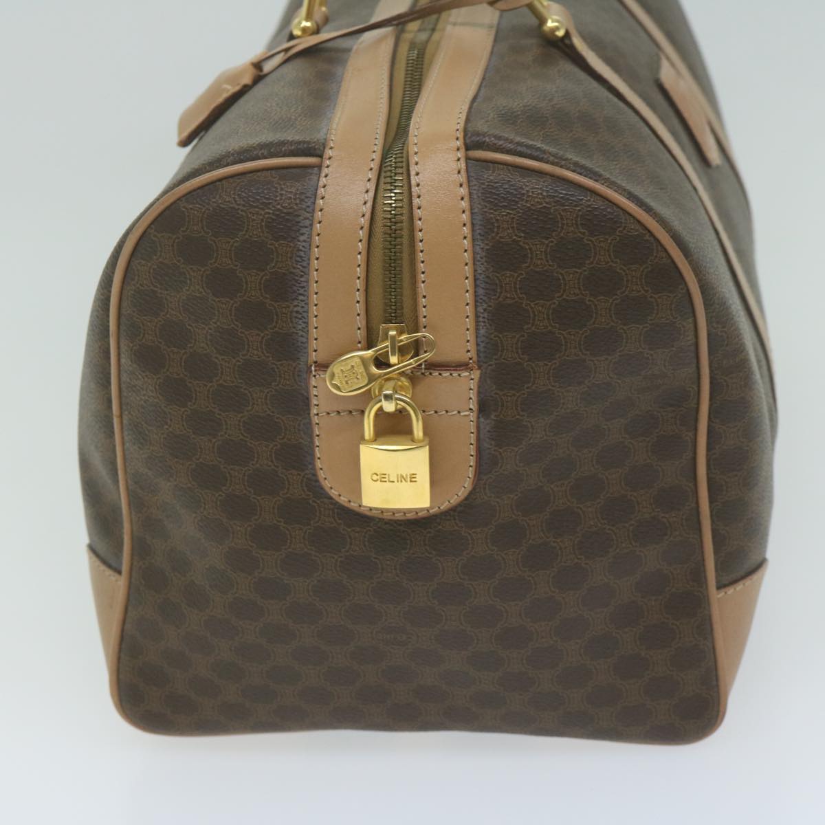 Luxury CELINE Macadam Canvas Boston Bag PVC Brown 65445