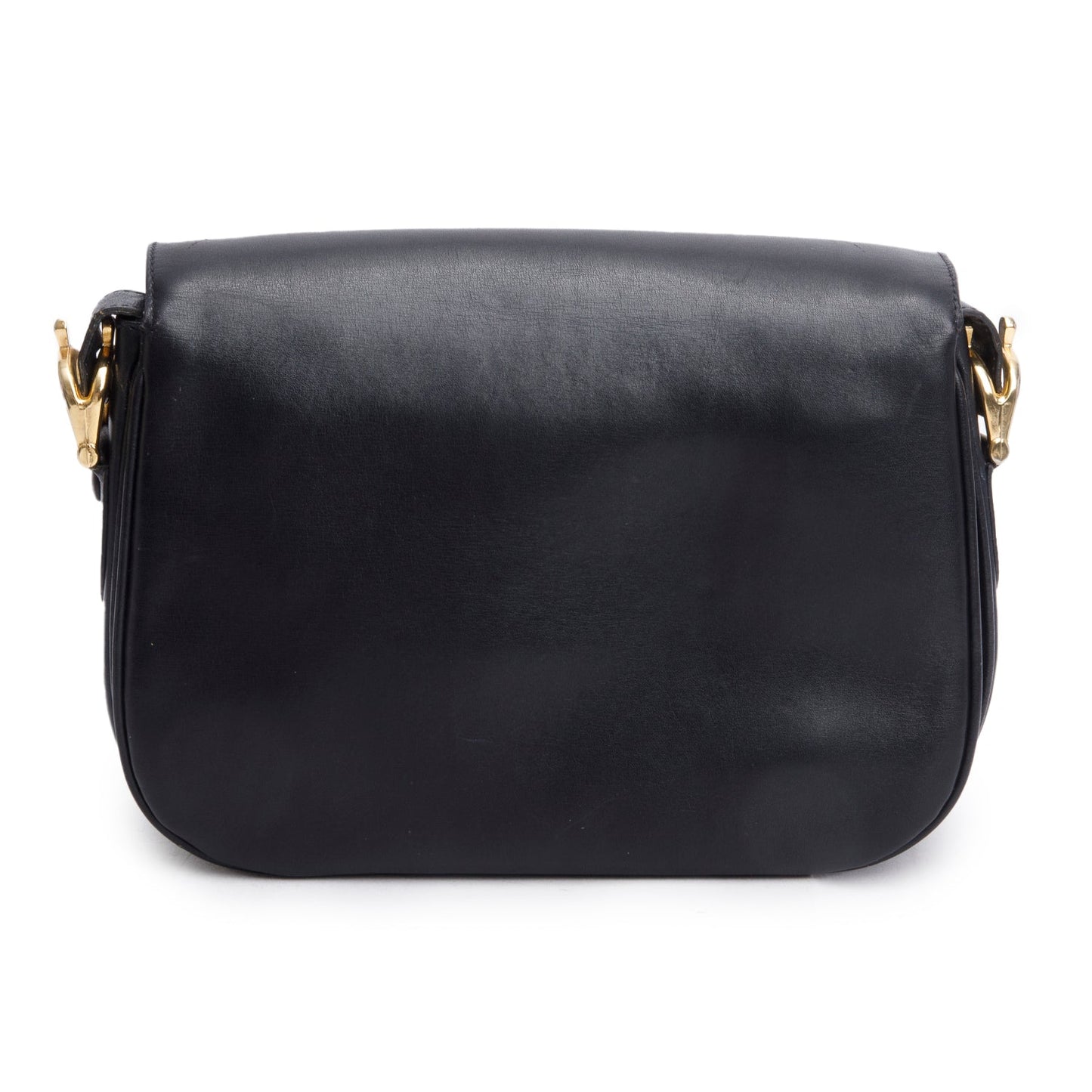 Celine Black Leather Horse Carriage Shoulder Bag