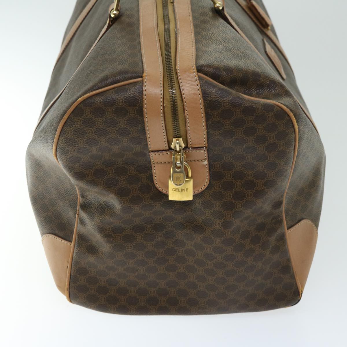 Luxury CELINE Macadam Canvas Boston Bag PVC Brown 66822