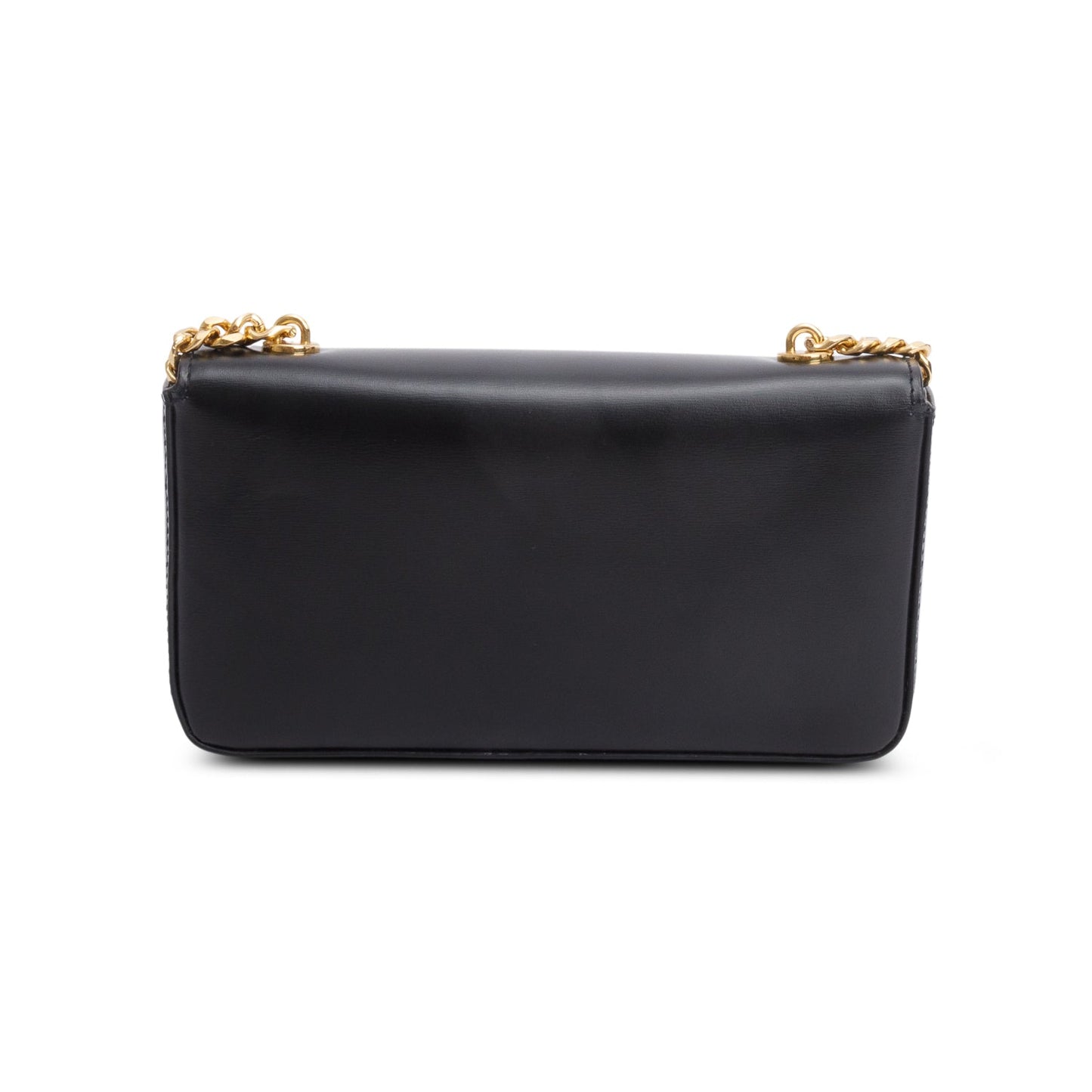 Celine 2022 Black Shiny Calfskin Claude Chain Shoulder Bag