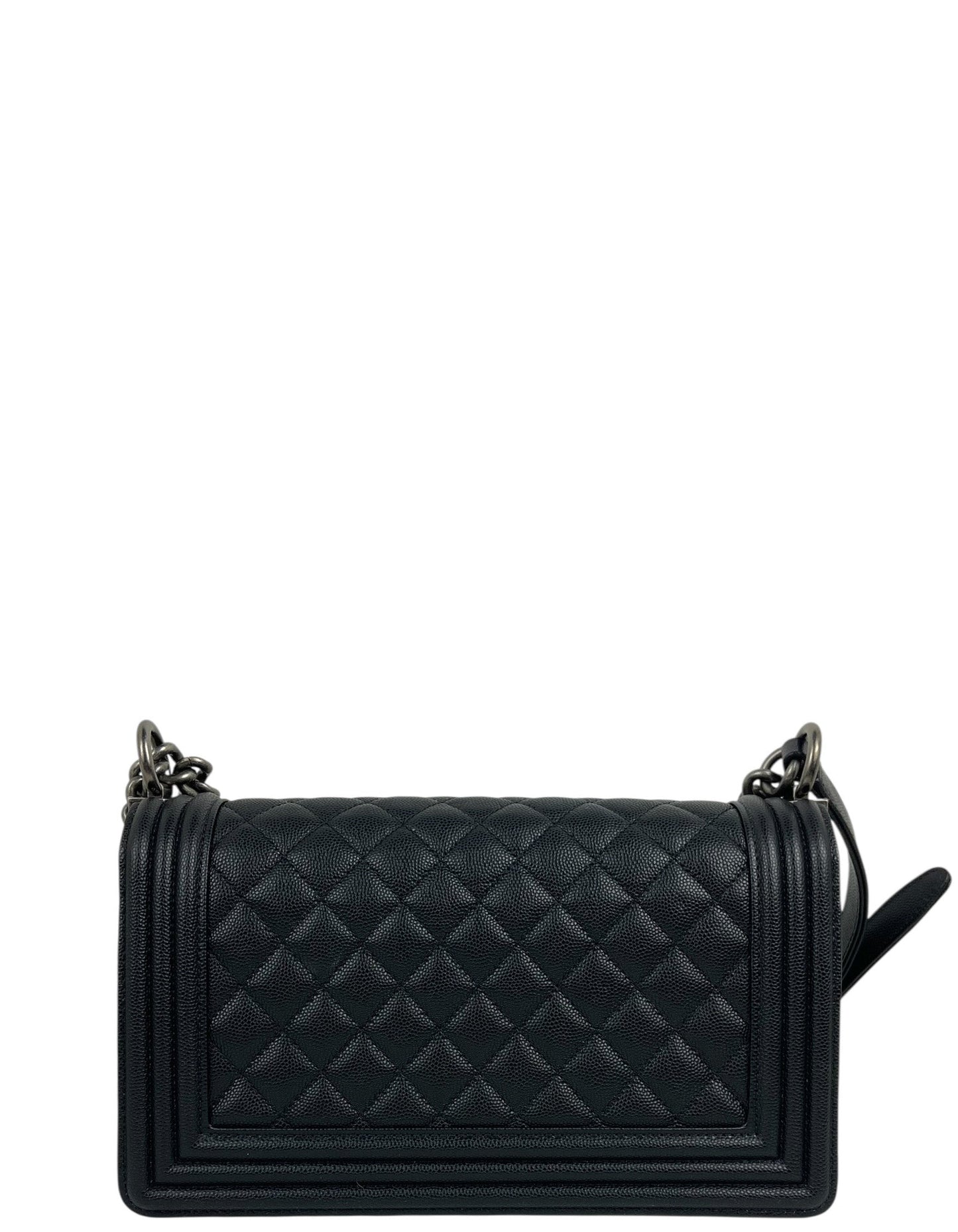 Chanel Black Caviar Medium Boy Handbag - Rovelle Bags
