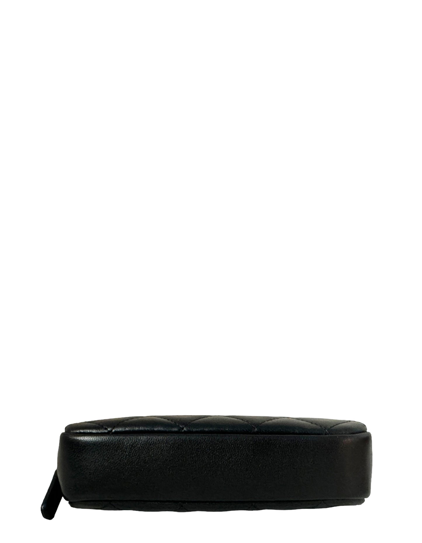 Chanel Black Lambskin Leather Quilted O-Case Clutch Bag - Rovelle Bags