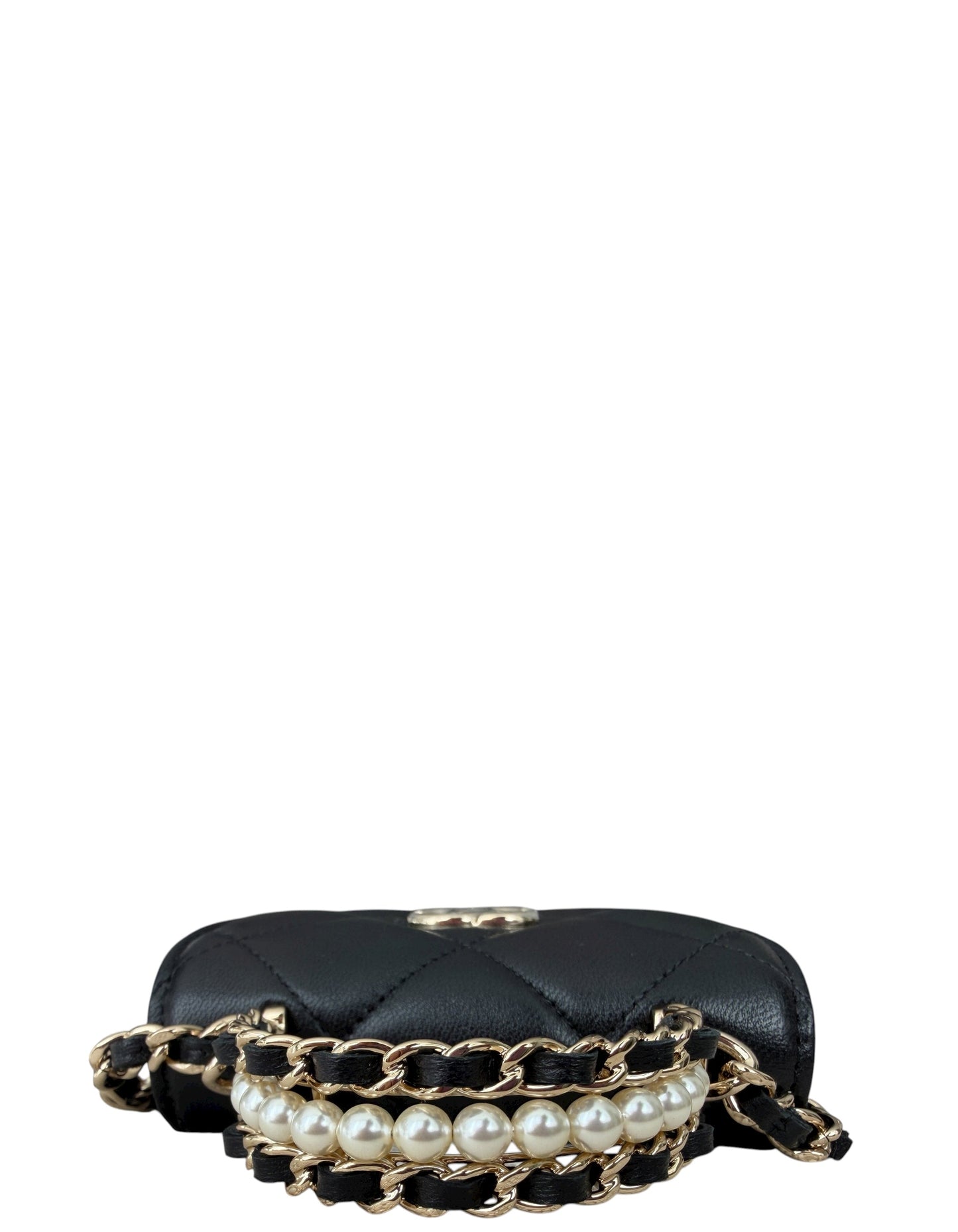 Chanel Black Lambskin Quilted Pearl Top Handbag - Rovelle Bags