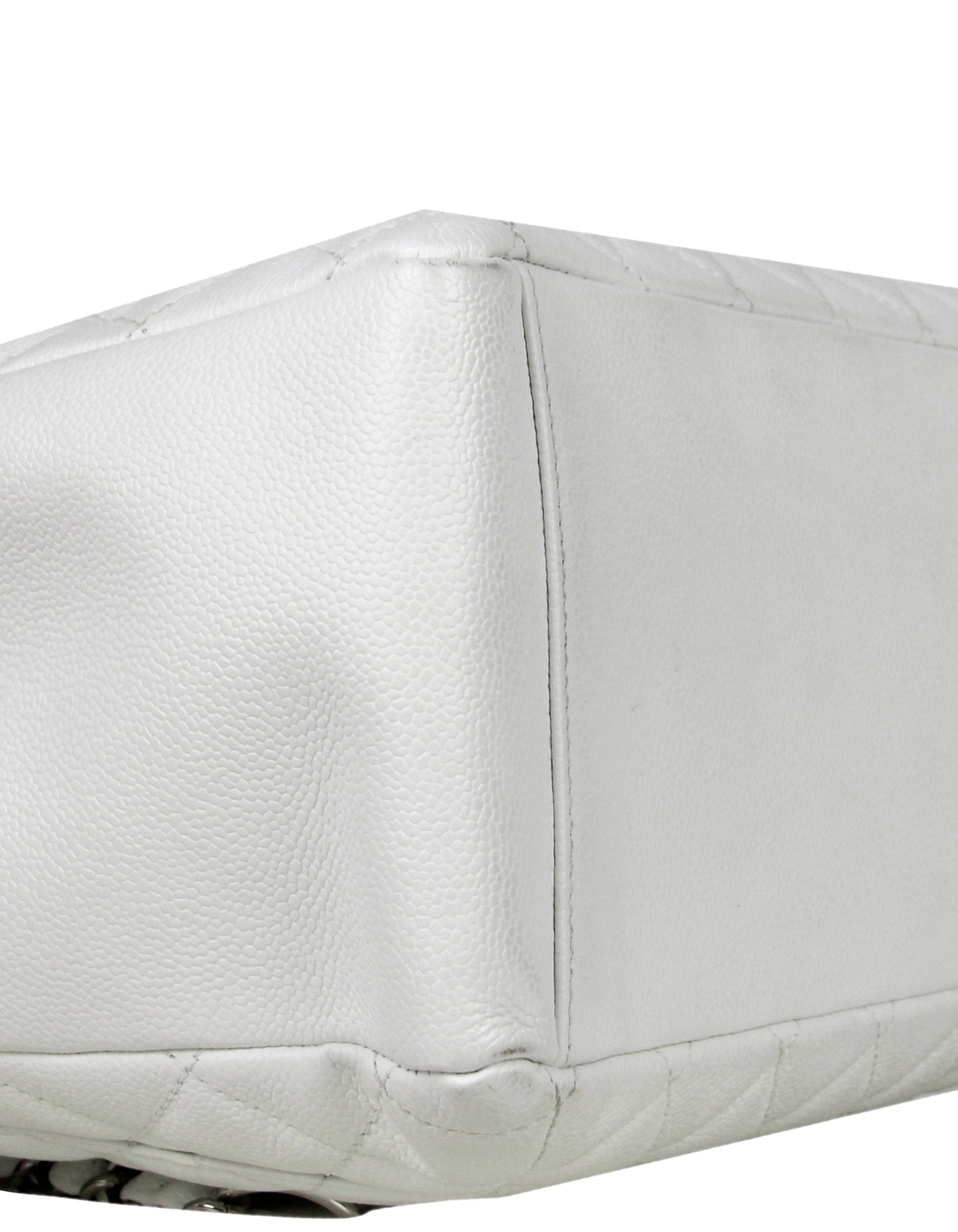 Chanel White Caviar Leather Quilted Grand Tote Bag - Rovelle Bags