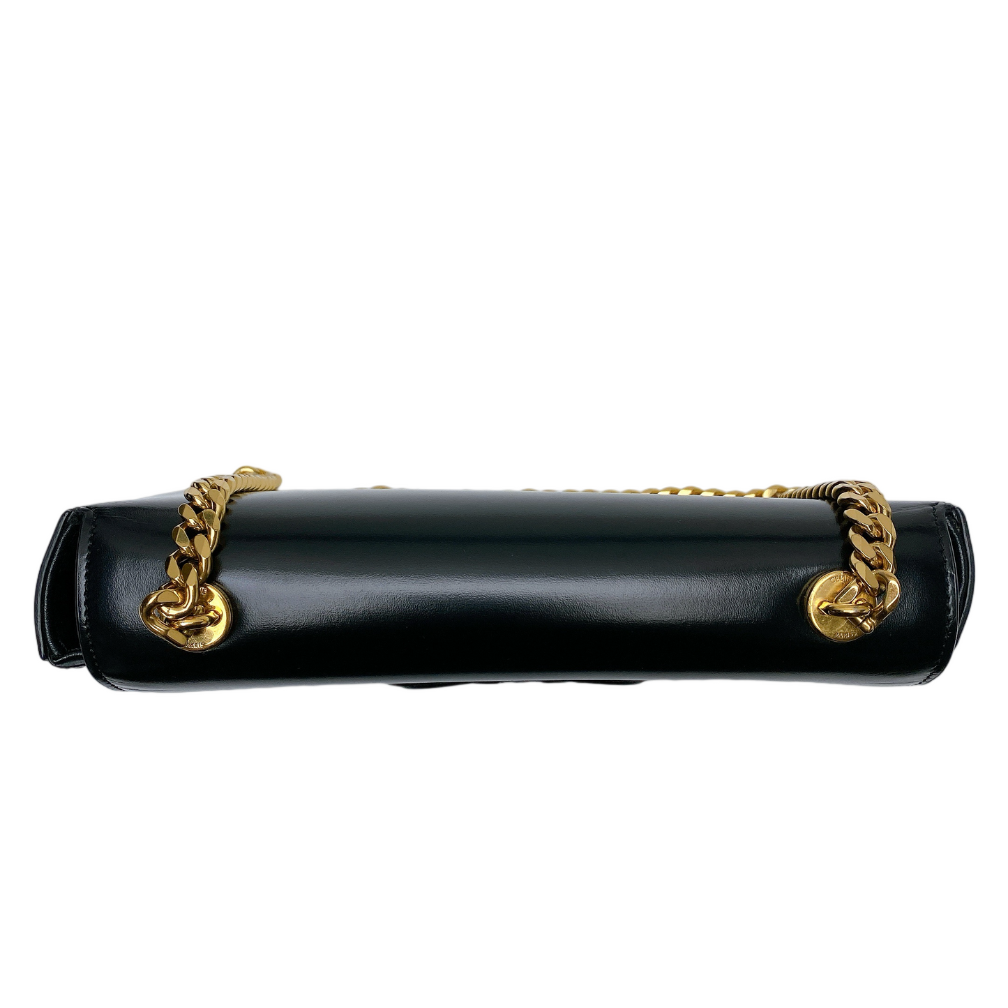 CELINE TRIOMPHE CLAUDE CHAIN SHOULDER BAG - LEATHER LOGO