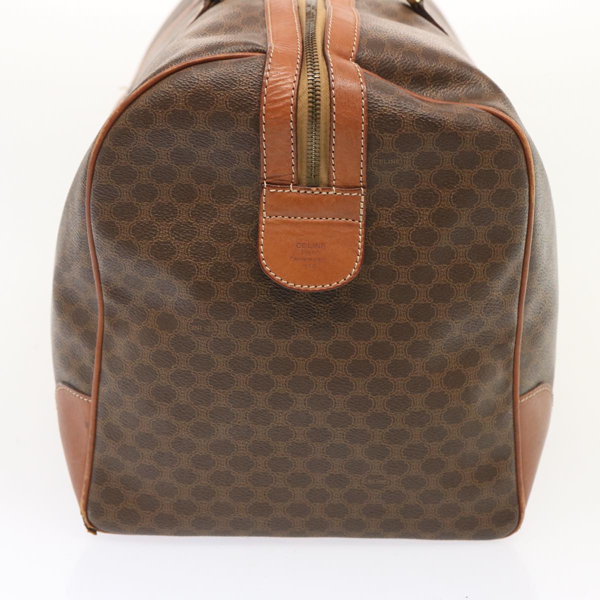 Luxury CELINE Macadam Canvas Boston Bag PVC Brown 73343